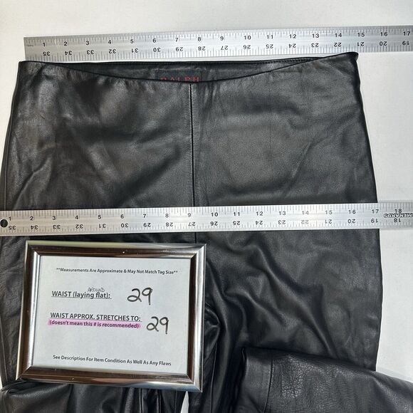 Vintage Ralph Lauren Leather Pants Womens 4 Black Bootcut Lined Moto Biker Goth - Picture 7 of 14